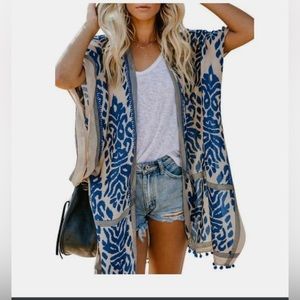 Women’s Dokotoo Kimono Loose Cover Up. Blue